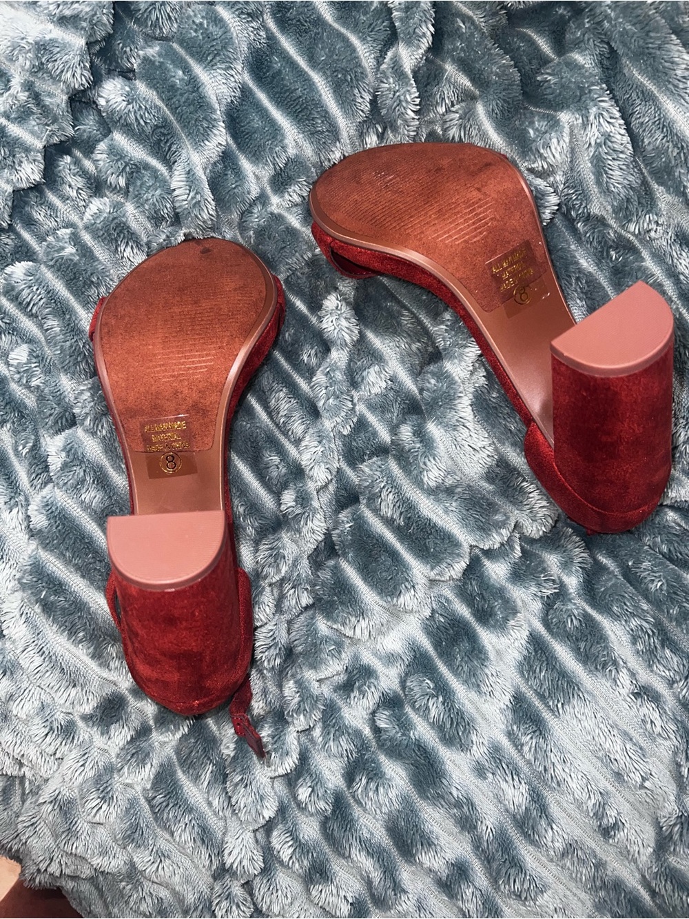 VINCE CAMUTO Red Burgundy Block Heel Ankle Strap Sandals 38 8 - Picture 6 of 14